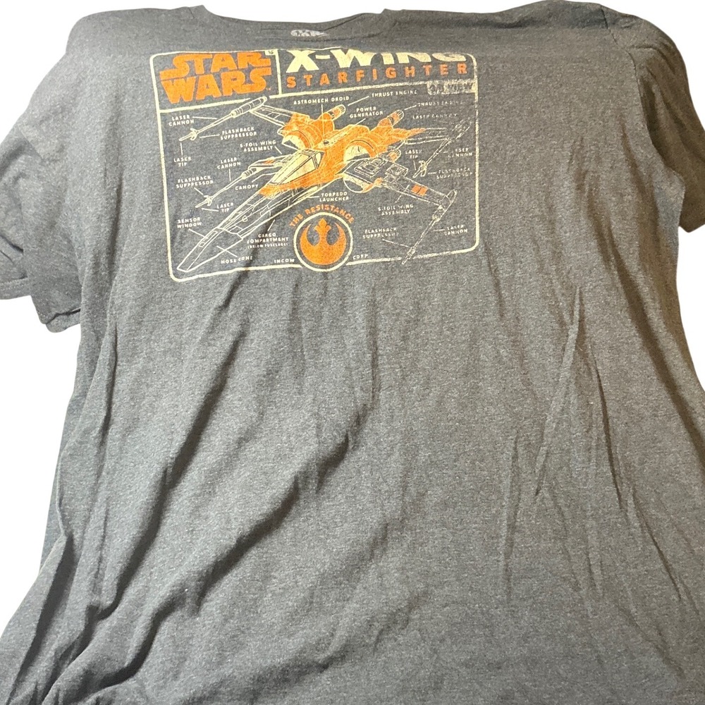 Star Wars X-Wing Starfighter Blueprint Graphic T-Shirt Fifth Sun Grey Mens 2XL‎